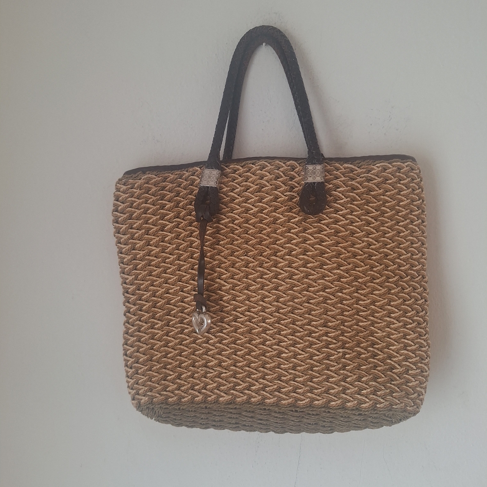 Vintage Brighton Brown and Tan Woven Tote Great For Casual